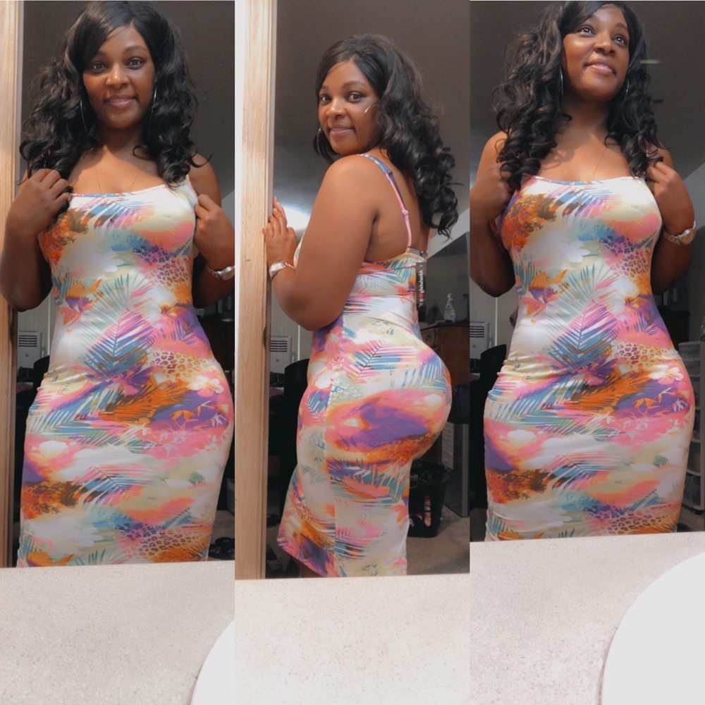 Tropical Pattern BodyCon Dress